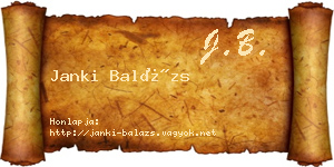 Janki Balázs névjegykártya